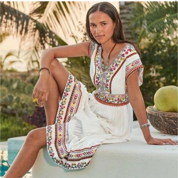 Sundance Dresses & Skirts - Sundance Boho Dress Sz 6 Margarita Midi Maxi Embroidered Peasant Floral